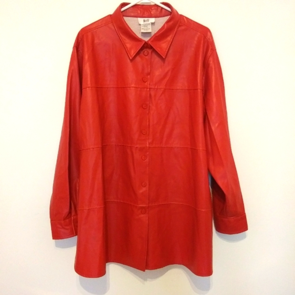 Vintage bright red faux-leather jacket
